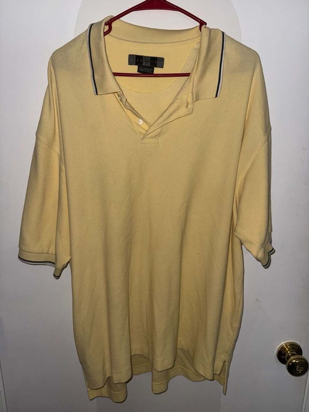 Vintage Nike Golf Yellow Polo Shirt with Striped Collar